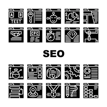 Seo Search Engine Optimization Icons Set Vector Stockillustratie