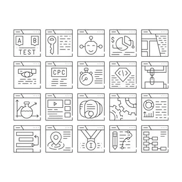 Seo Search Engine Optimization Icons Set Vector Stock Illustration