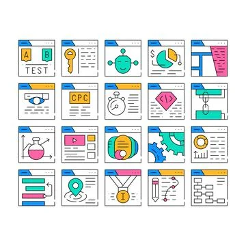 Seo Search Engine Optimization Icons Set Vector Stock Illustration