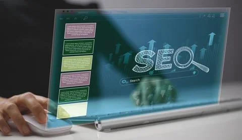SEO Search Engine Optimization, Idea of boosting traffic rankings on websit.. Foto stock