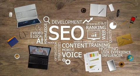 SEO Search Engine Optimization Internet Data Concept, Graphic interface showi Foto stock