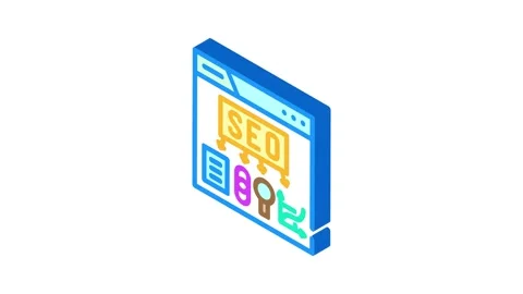 Seo search engine optimization isometric icon animation Stock Footage 327287372