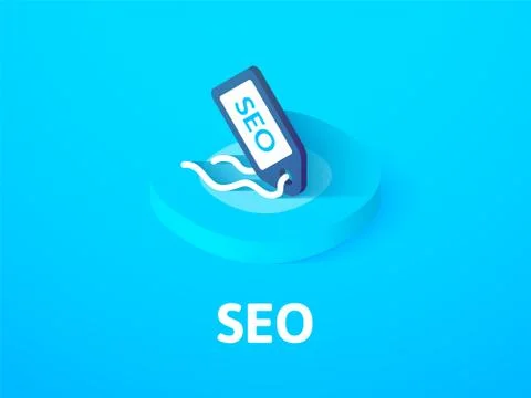 SEO - search engine optimization isometric icon, isolated on color background Illustrazione stock