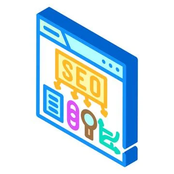 Seo search engine optimization isometric icon vector illustration Stock Illustration