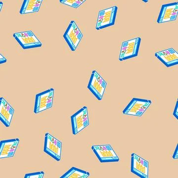 Seo search engine optimization isometric icon seamless pattern Illustrazione stock