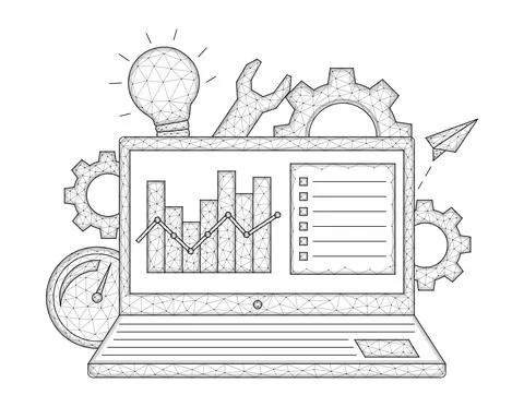 SEO, search engine optimization low poly design. Polygonal vector illustratio Stock Illustration