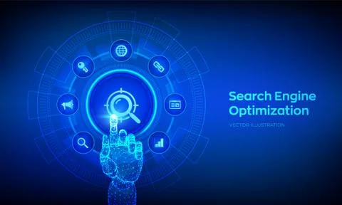 SEO. Search Engine Optimization. Marketing Ranking Traffic Website Internet B Stock Illustration