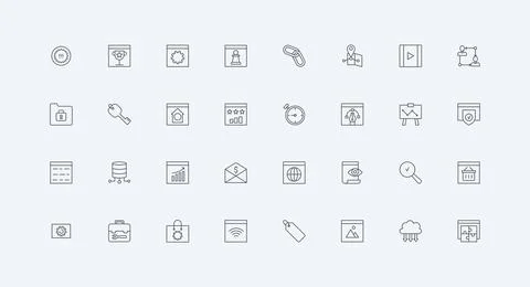 SEO, Search Engine Optimization marketing and business advertising strategy line Stockillustratie