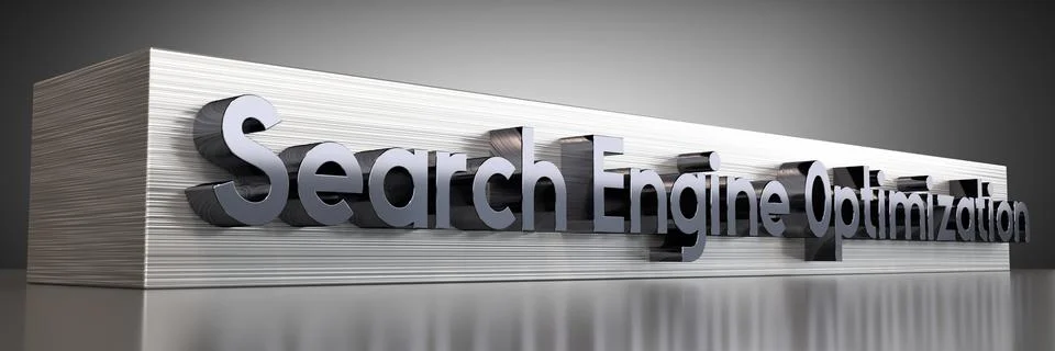 SEO, Search Engine Optimization - metal typographical concept - 3D illustrati Stock Illustration