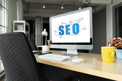 SEO search engine optimization for modish e-commerce and online retail business Stock Photos