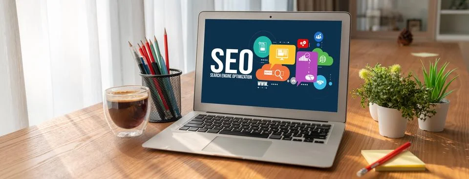 SEO search engine optimization for modish e-commerce and online retail business Stock Photos