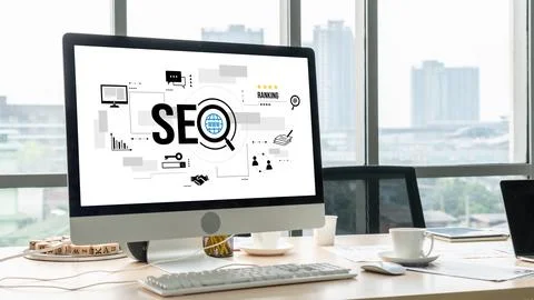 SEO search engine optimization for modish e-commerce and online retail business Stock Photos