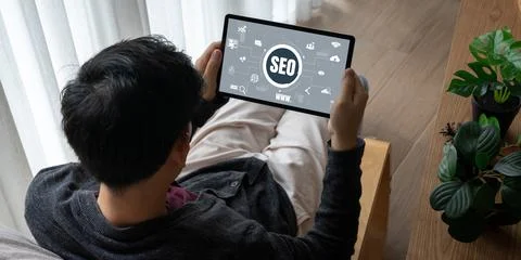 SEO search engine optimization for modish e-commerce and online retail business Foto stock