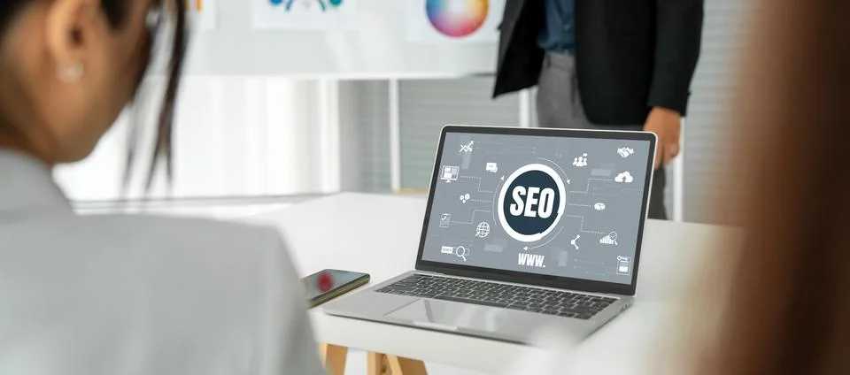SEO search engine optimization for modish e-commerce and online retail business Stock Photos