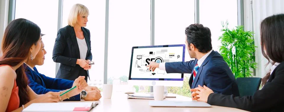 SEO search engine optimization for modish e-commerce and online retail business Stock Photos