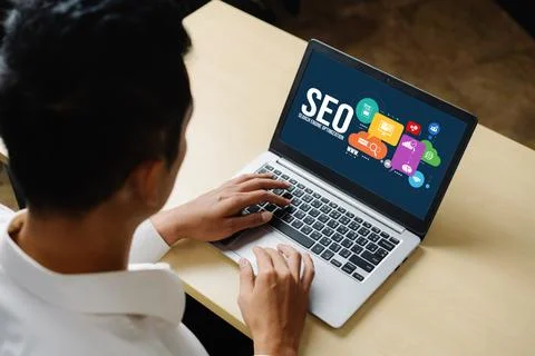 SEO search engine optimization for modish e-commerce and online retail business Stock Photos