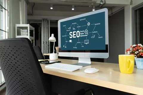 SEO search engine optimization for modish e-commerce and online retail business Stock Photos