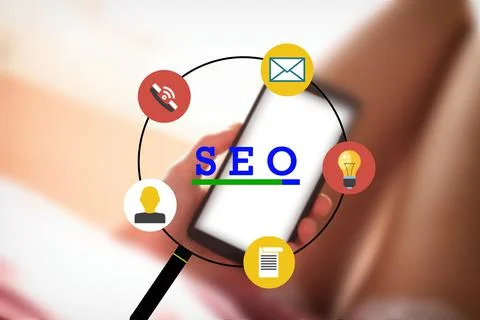 SEO - Search Engine Optimization for Online Marketing Concept. Modern graphic Stock Photos