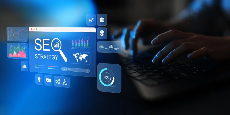SEO Search Engine Optimization Strategy for Online Marketing and Website Tr.. Stock Photos