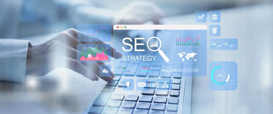 SEO Search Engine Optimization Strategy for Online Marketing and Business G.. Fotos Stock
