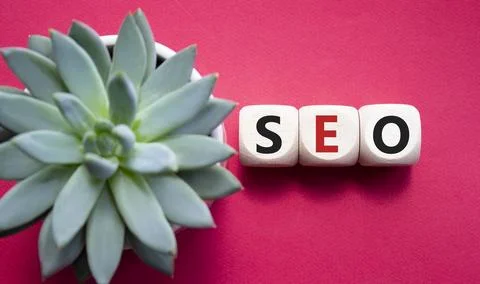 SEO - Search Engine Optimization symbol. Wooden blocks with words SEO. Beauti 写真素材