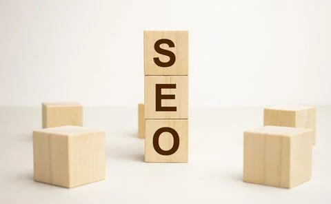 SEO Search Engine Optimization text wooden cube blocks on table background. I Stock Photos