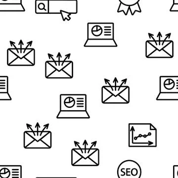 Seo Search Engine Optimization Vector Seamless Pattern Stock Illustration