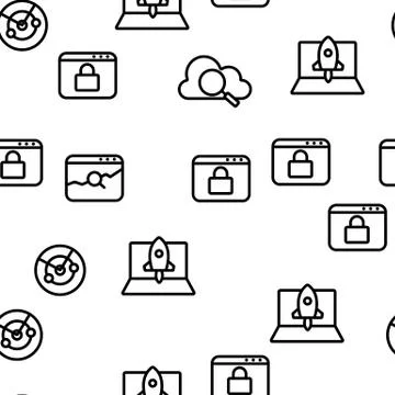 Seo Search Engine Optimization Vector Seamless Pattern 스톡 일러스트