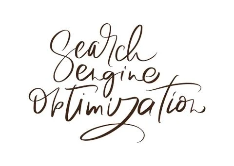 SEO. Search engine optimization vector hand drawn calligraphic text Stockillustratie