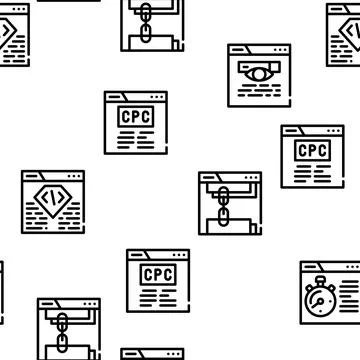 Seo Search Engine Optimization Vector Seamless Pattern Stock Illustration