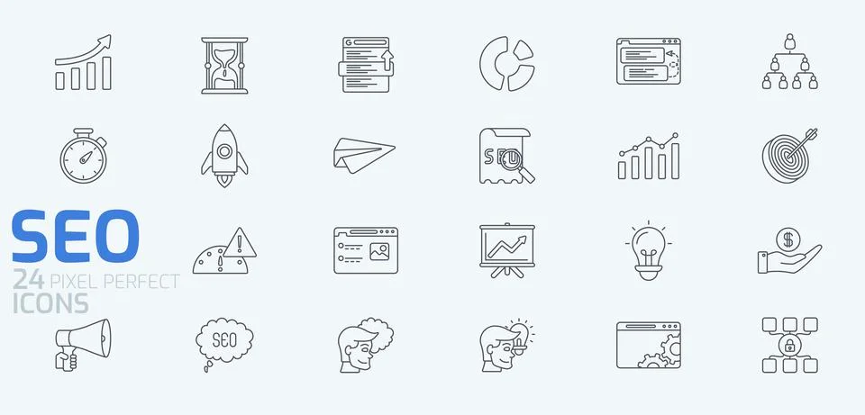 SEO Search Engine Optimization web icon for the report, analytics, data, mark Stock Illustration