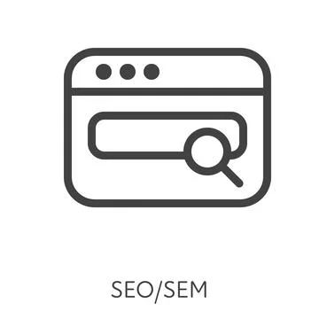 SEO search engine optimization in web browser symbol Ilustración de archivo