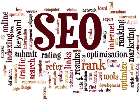 SEO, search engine optimization word cloud concept Stockillustratie