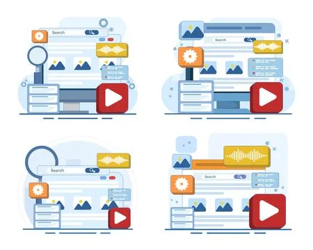 SEO search ranking set featuring browser search results Illustration