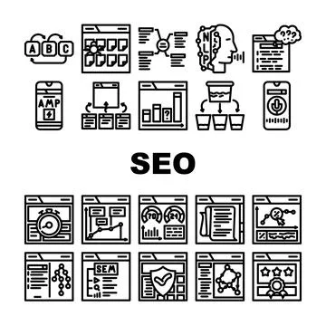 Seo search website web internet icons set vector イラスト素材