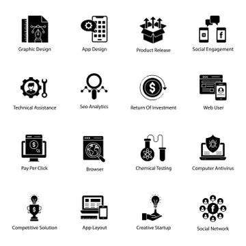 Seo Security Filled Icons Pack Illustrazione stock