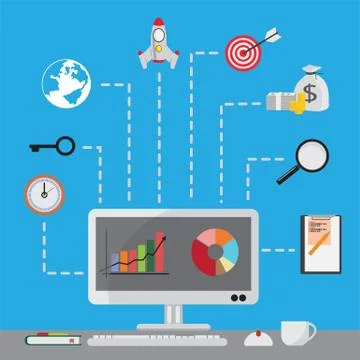 SEO Set of flat design concept, vector illustration. Stock Illustration