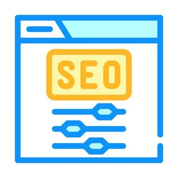 Seo settings color icon vector flat illustration Stock Illustration
