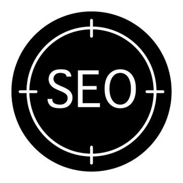 SEO sign solid icon. Seo and aim vector illustration isolated on white. Seo in Stock Illustration