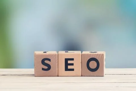 SEO sign on a table Stock Photos