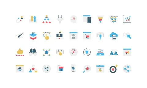 SEO Simple Flat Icons for Digital Marketing Illustration