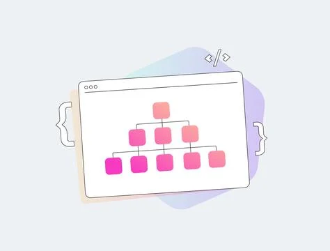 Seo sitemap xml structure website indexing flow architecture giving clear Stock Illustration