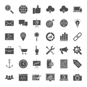 SEO Solid Web Icons Stock Illustration