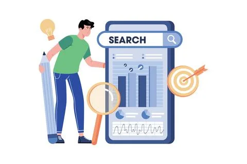 An SEO Specialist Improves Search Engine Rankings Stock Illustration