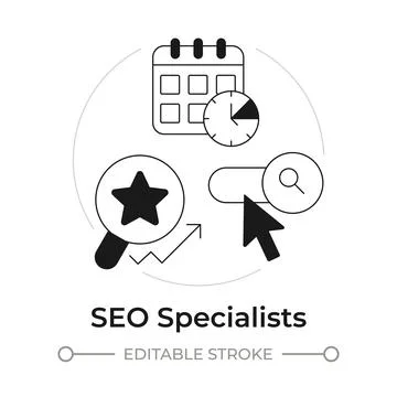 SEO specialists modern flat line concept icon Stock Illustration