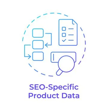 SEO specific product data blue gradient concept icon Stock Illustration