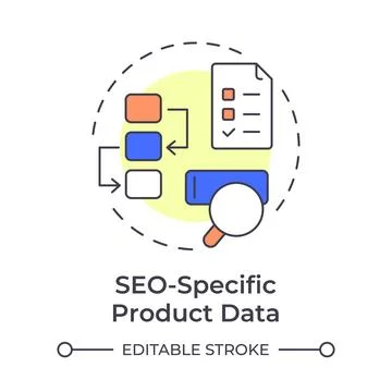 SEO specific product data multi color concept icon Stock Illustration