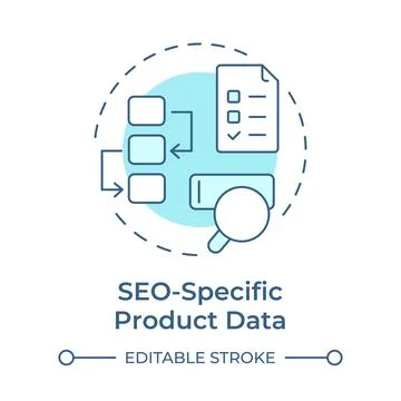 SEO specific product data soft blue concept icon Illustrazione stock