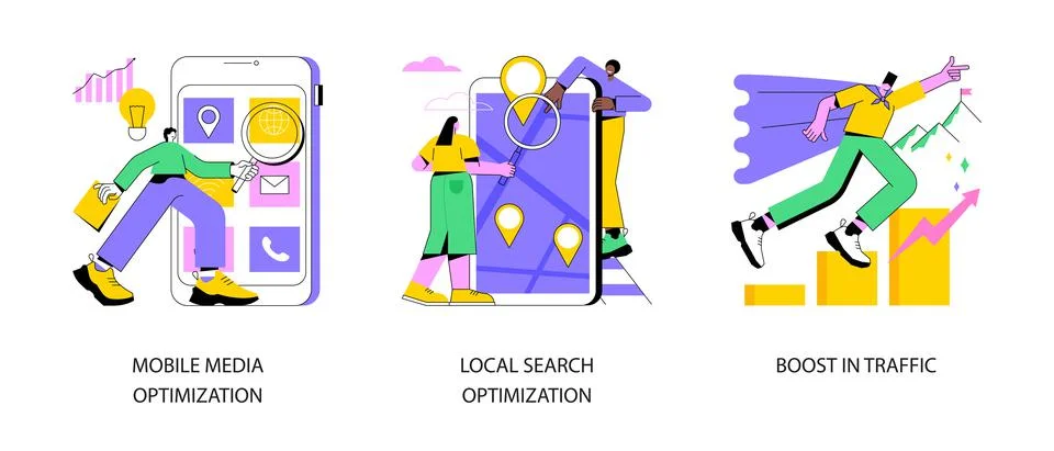 SEO strategy abstract concept vector illustrations. Illustrazione stock