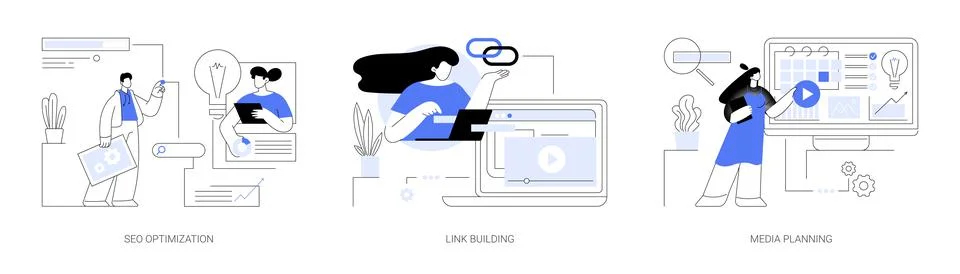SEO strategy abstract concept vector illustrations. Stock Illustration